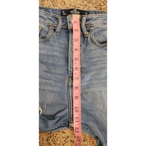 Hollister Ripped Blue Jeans Size 1 Short 25W x 25L High Rise - Picture 10 of 12